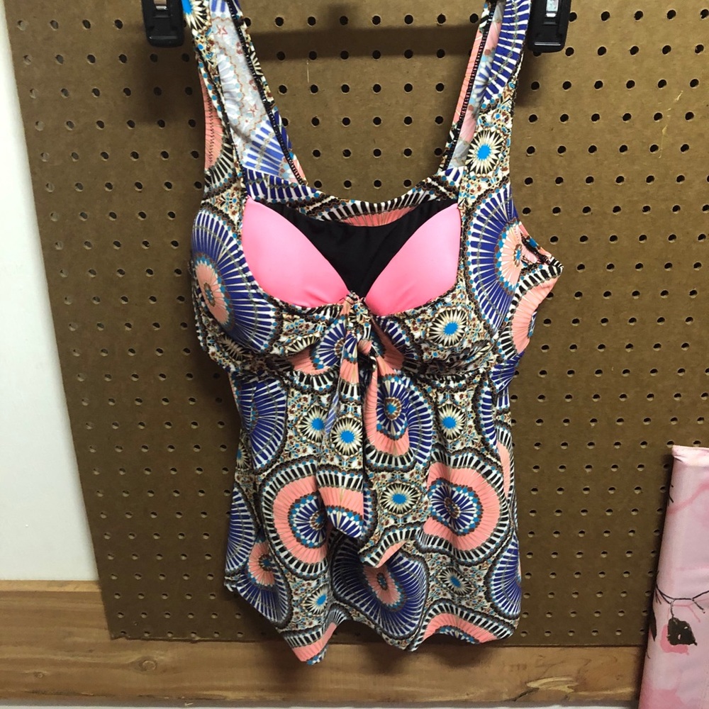 Tankini top with swim skirt bottom